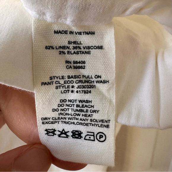 Theory Basic Linen Pull-on pants Eco Crunch Wash in white size 2 - Picture 7 of 12